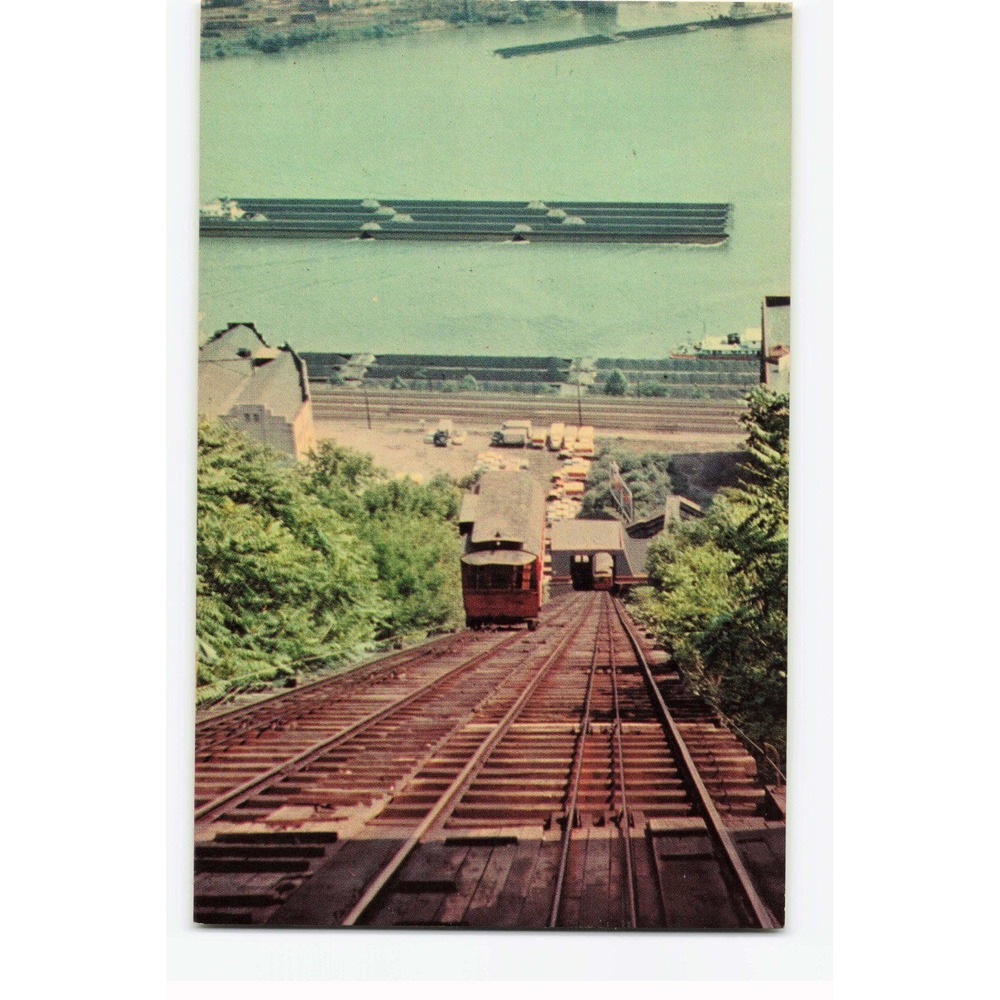 Vintage Duquesne Heights Inclined Plane Pittsburgh PA Postcard Mirro-Krome 136